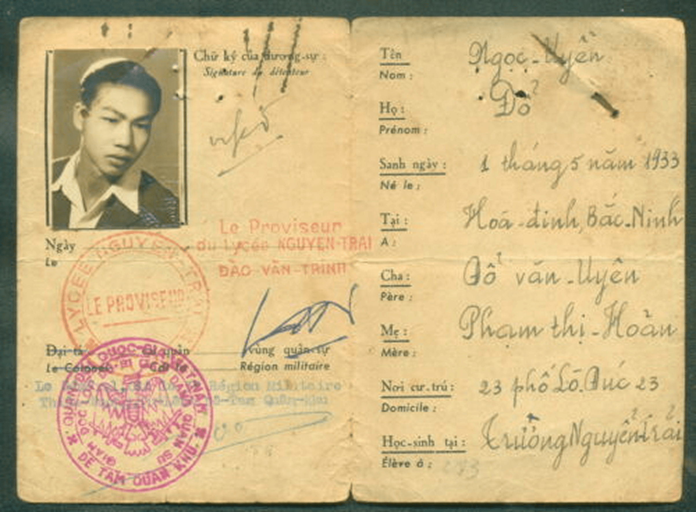 Vintage passport interior with faded stamps