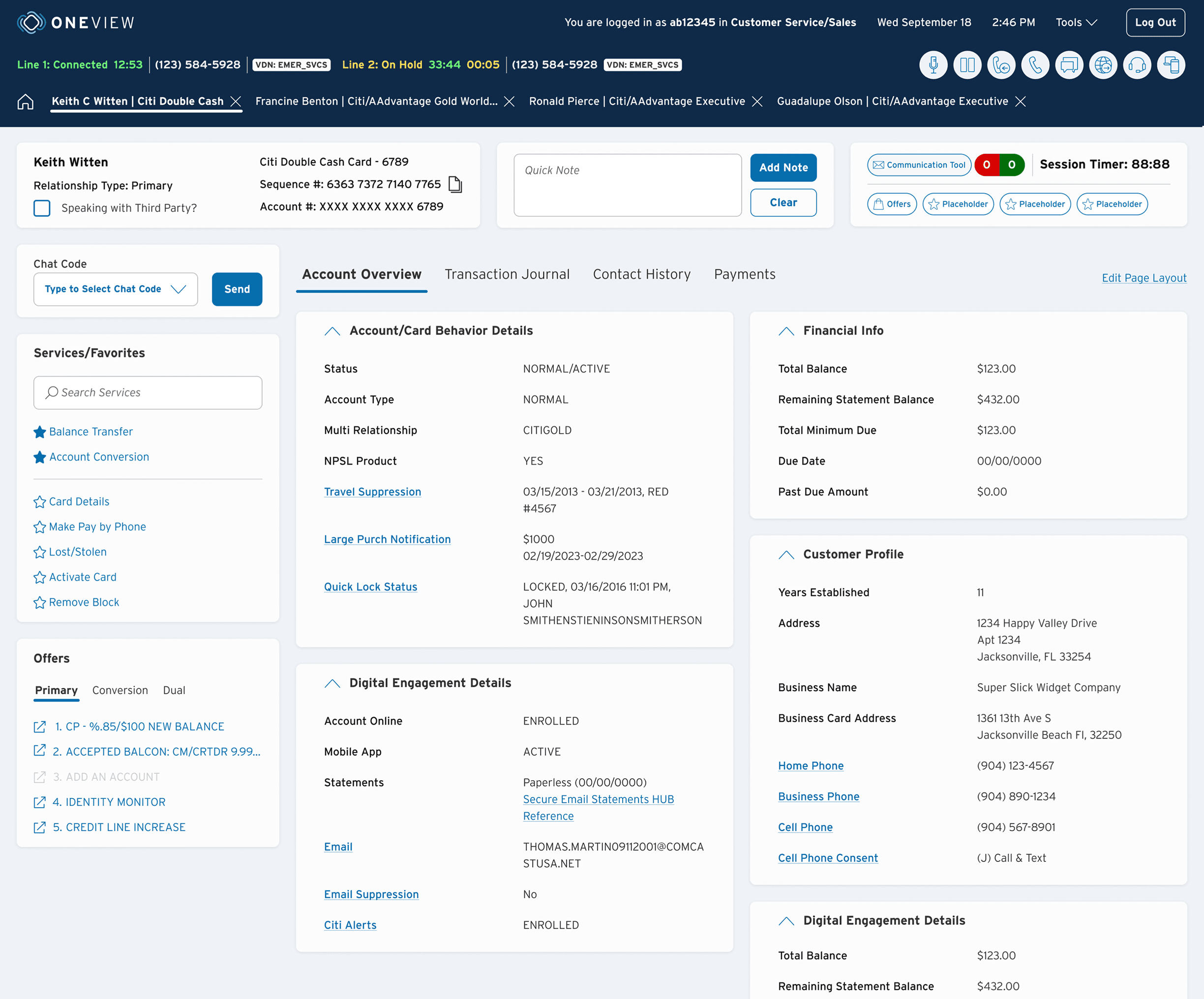 Modular OneView homepage that adapts to different agent workflows