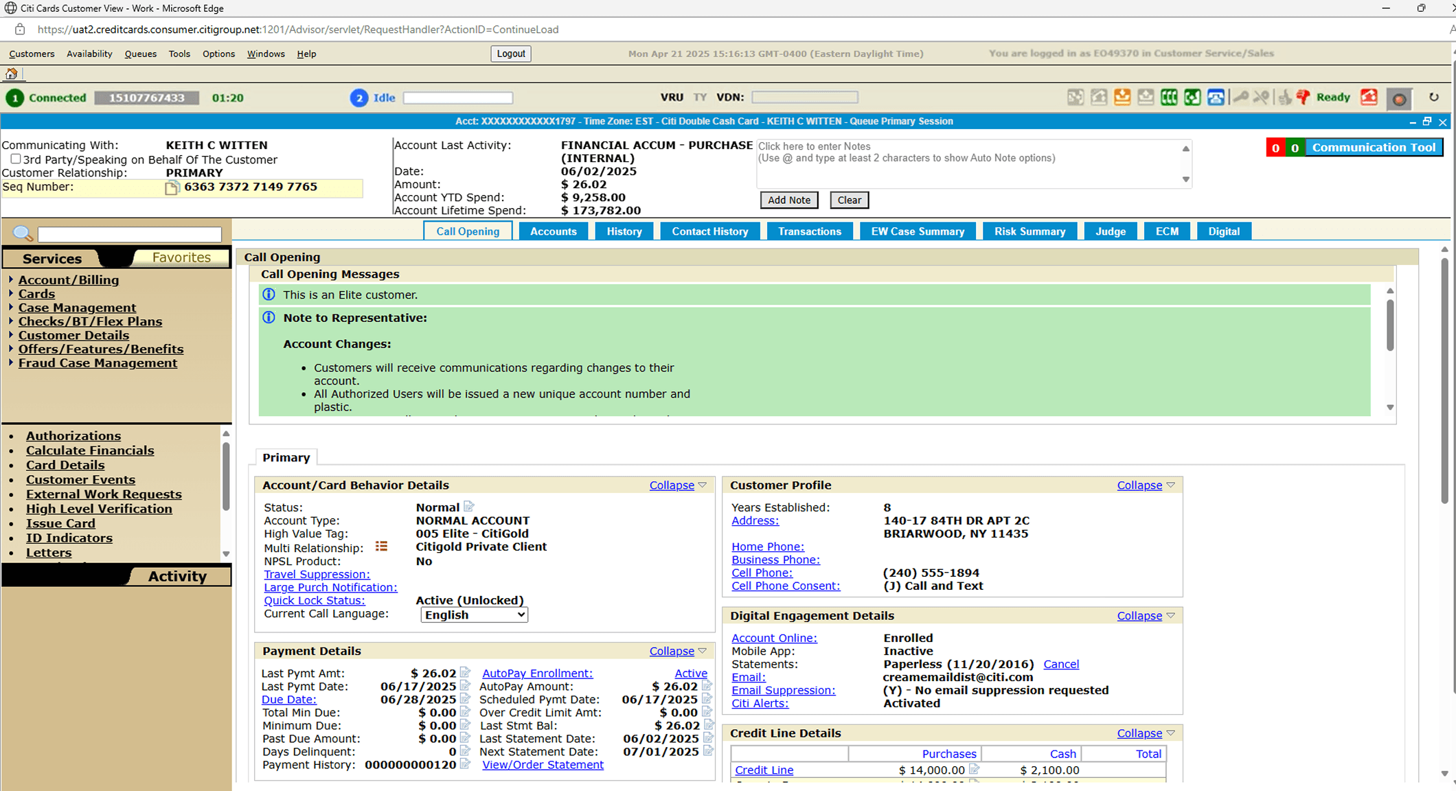 Legacy Sawgrass servicing screen — busy, inconsistent, hard to scan